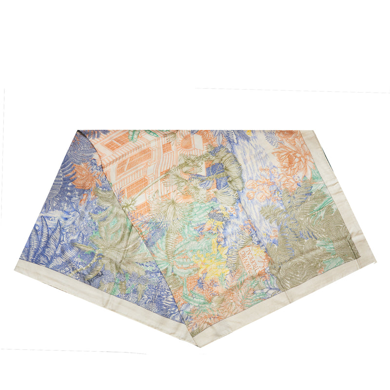 Hermes 140cm Cashmere And Silk Scarf Faubourg Tropical