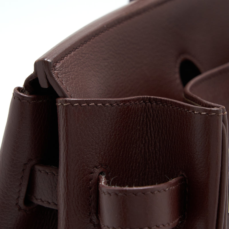 Hermes Birkin 35 Evergrain Bordeaux SHW Stamp Square K