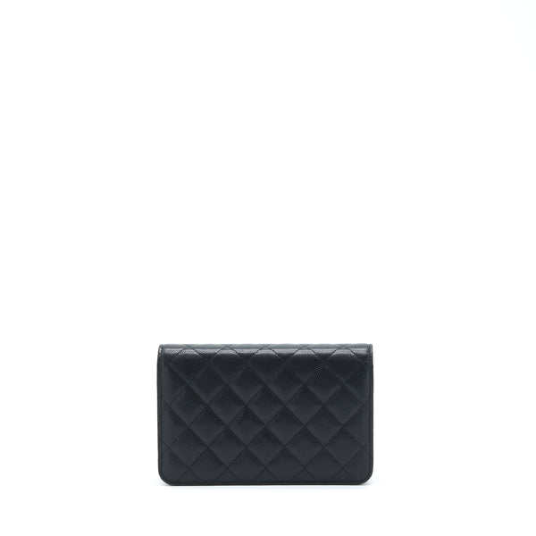 Chanel 22S Detailed CC Logo Wallet On Chain Caviar Black LGHW (Microchip)