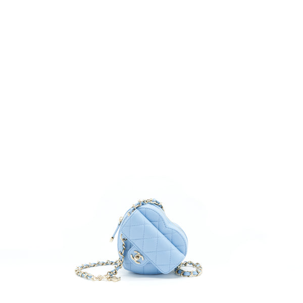 Chanel 22S Heart Belt Bag Lambskin Light Blue LGHW