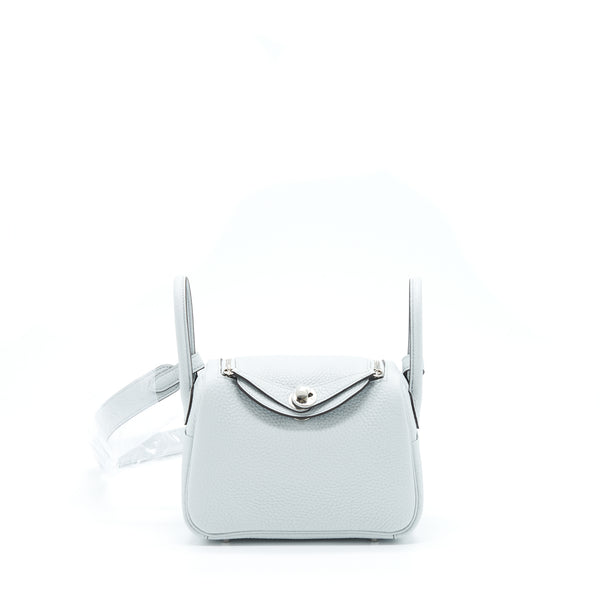 Hermes Mini Lindy Clemence Blue Pale SHW Stamp Z