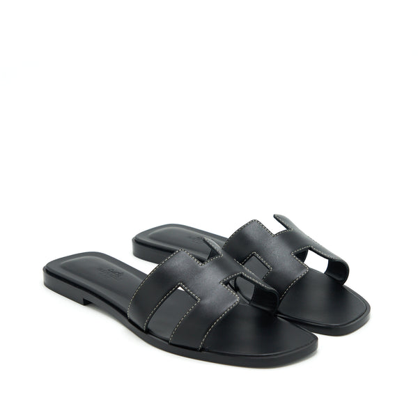 Hermes Size 37.5 Oran Sandal Box Black
