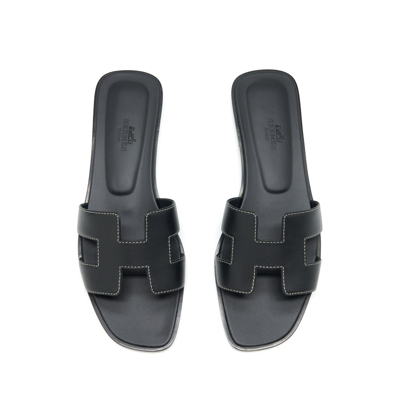 Hermes Size 37.5 Oran Sandal Box Black