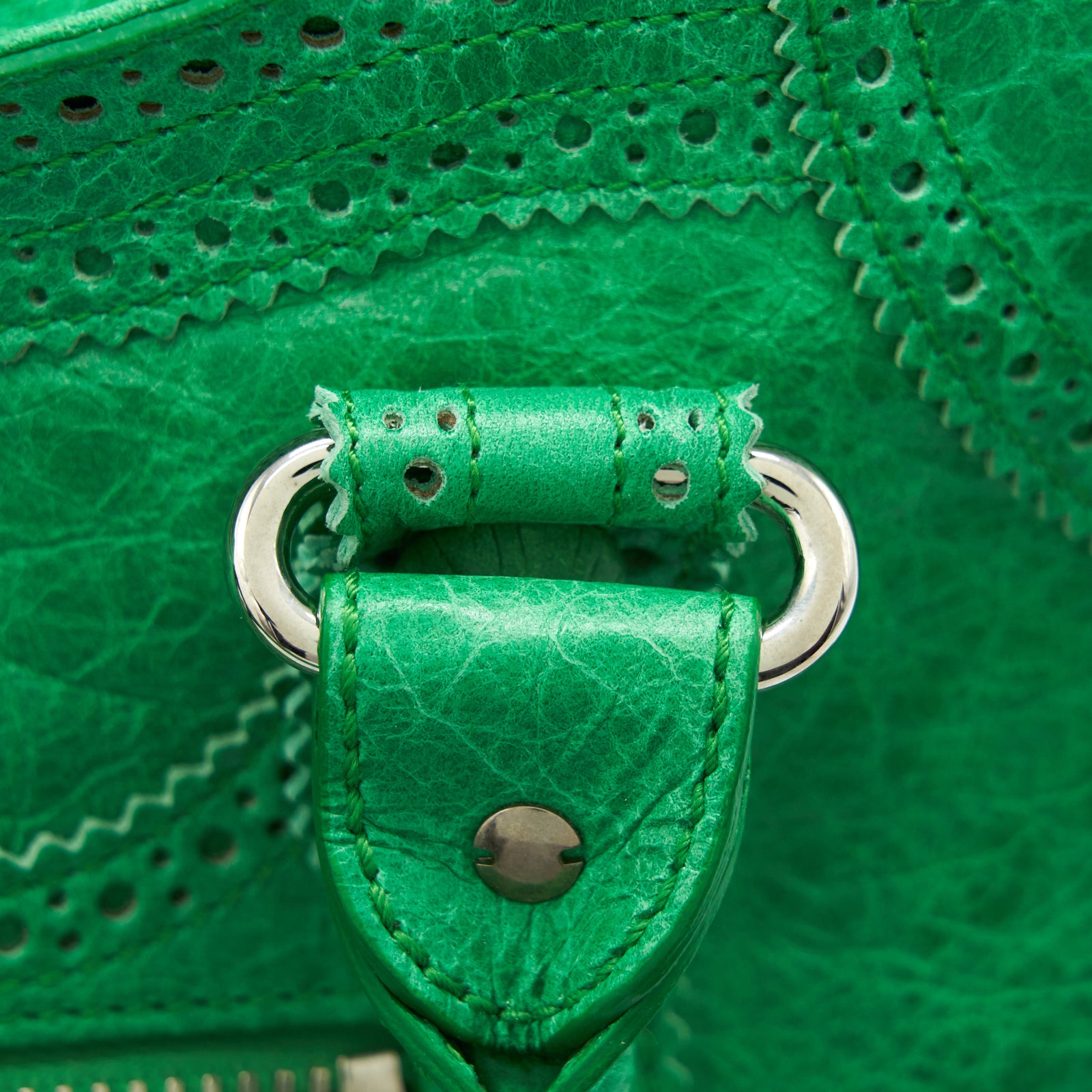 Balenciaga Lace City Bag Green SHW