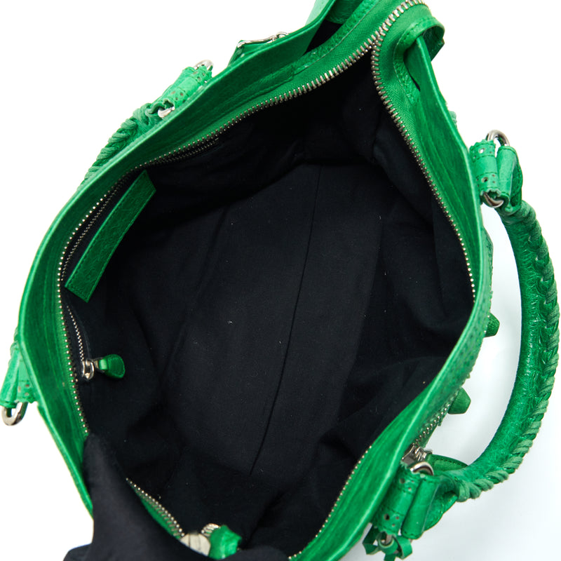 Balenciaga Lace City Bag Green SHW