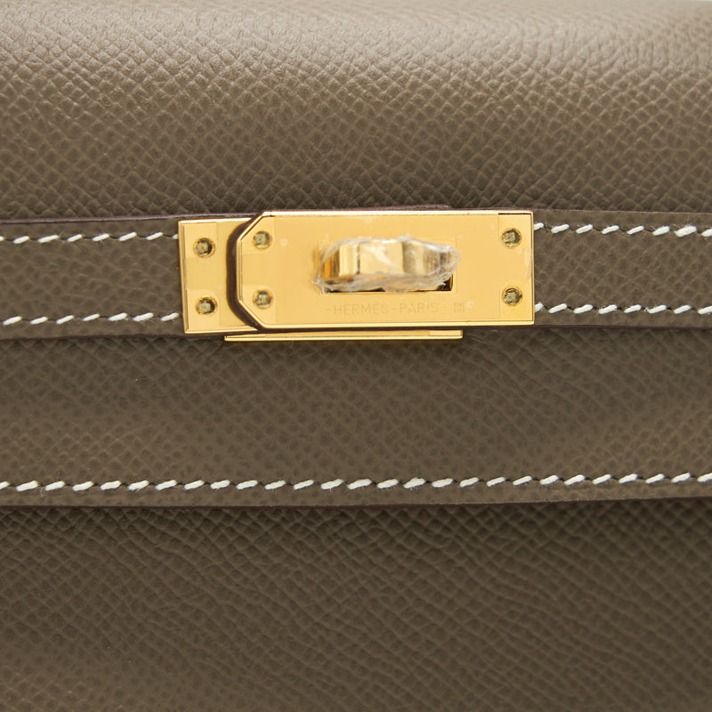 Hermes Birkin Sellier 25 Etoupe Gold Hardware Epsom Leather New w