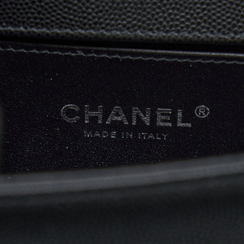 Chanel Small Boy Bag Caviar Black Ruthenium SHW (Microchip)