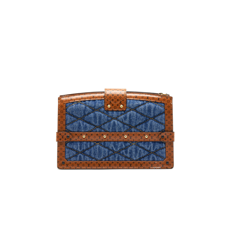 Louis Vuitton Trunk Clutch Malletage Denim with Monogram Leather Blue 880603