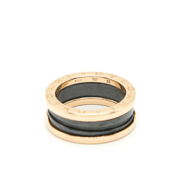 Bvlgari Size 55 B.zero Two Band Ring Rose Gold With Ceramic