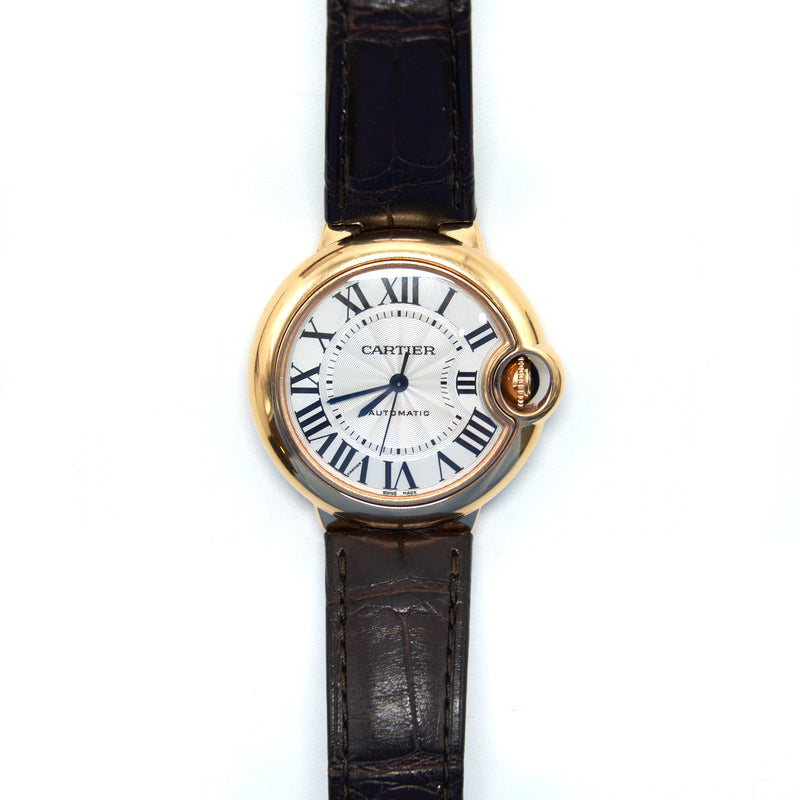 Cartier Ballon Bleu 33mm Auto Gold / Leather W6920097