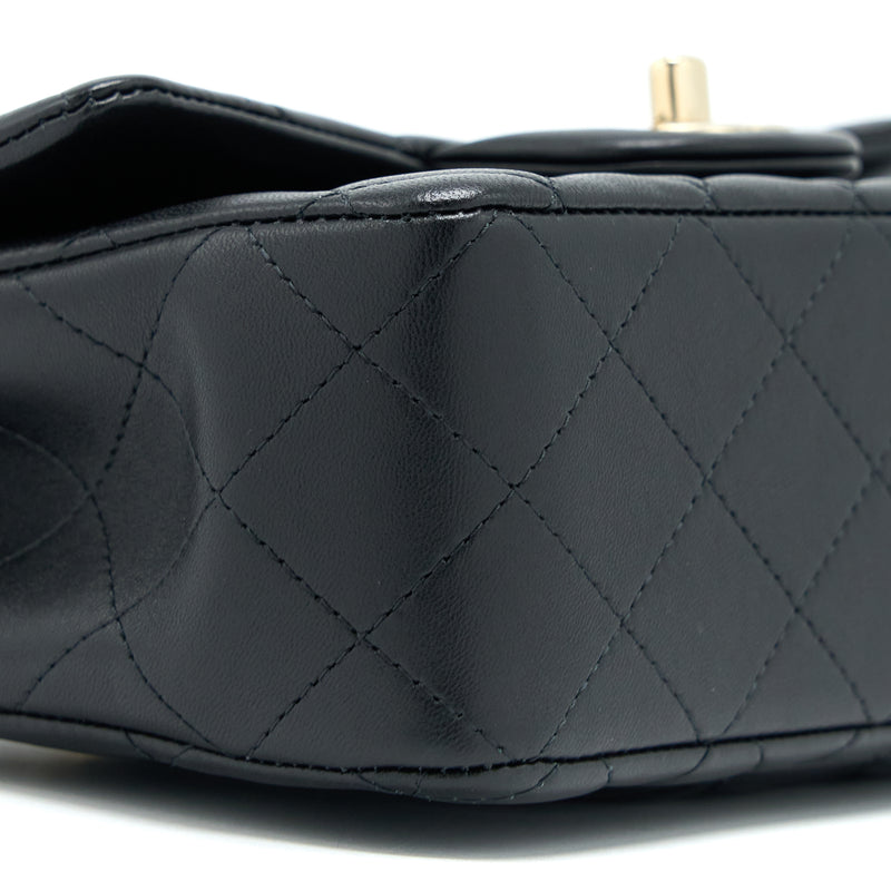 Chanel Top Handle Mini Rectangular Flap Bag Lambskin Black LGHW (Microchip)