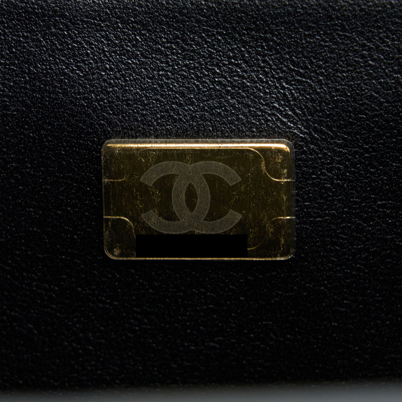 Chanel Top Handle Mini Rectangular Flap Bag Lambskin Black LGHW (Microchip)