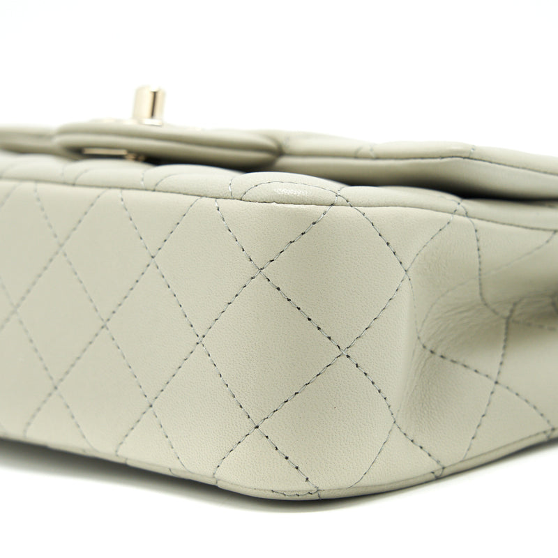 Chanel mini rectangular flap Bag Lambskin Light Grey LGHW (microchip)