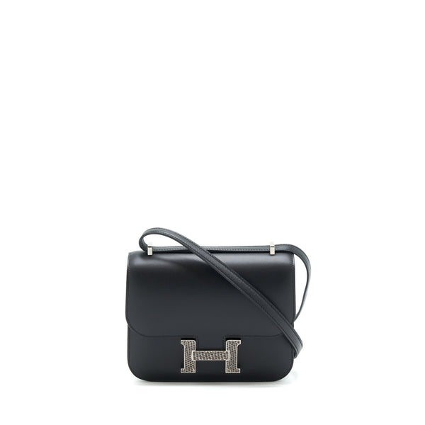 Hermes Mini Constance Monsieur Black With Lizard Buckle / Ombré Stamp Y