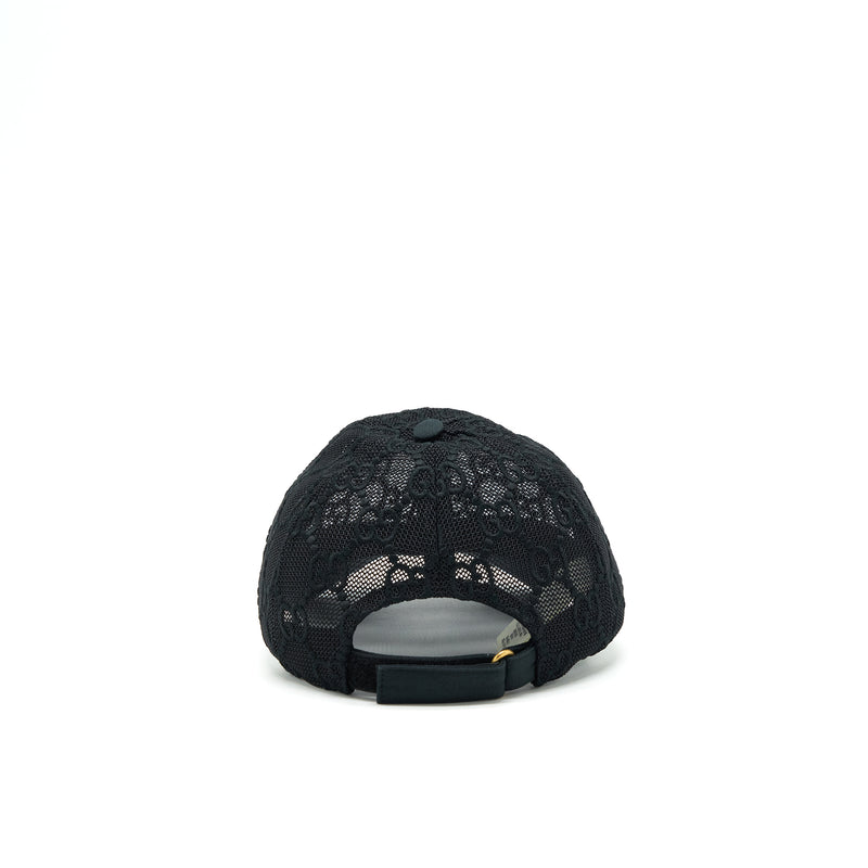Gucci GG Embroidered Baseball Hat Black GG Net And Cotton Drill