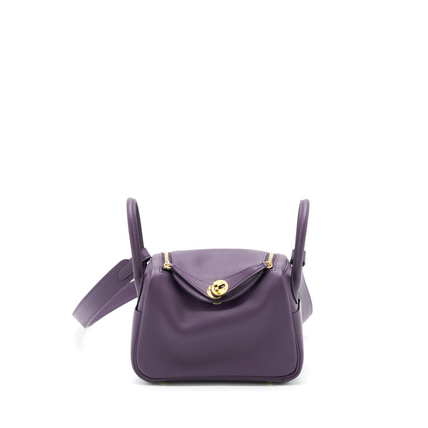 Hermes Mini Lindy Swift Cassis/Bleu Royal GHW Stamp U