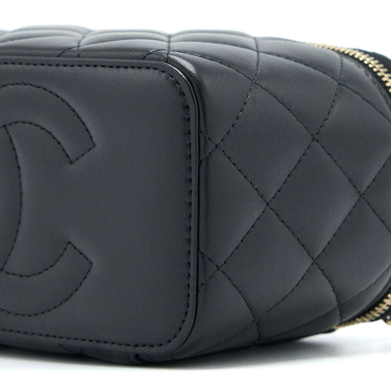 Chanel 22A Top Handle Long Vanity With Chain Lambskin Black LGHW