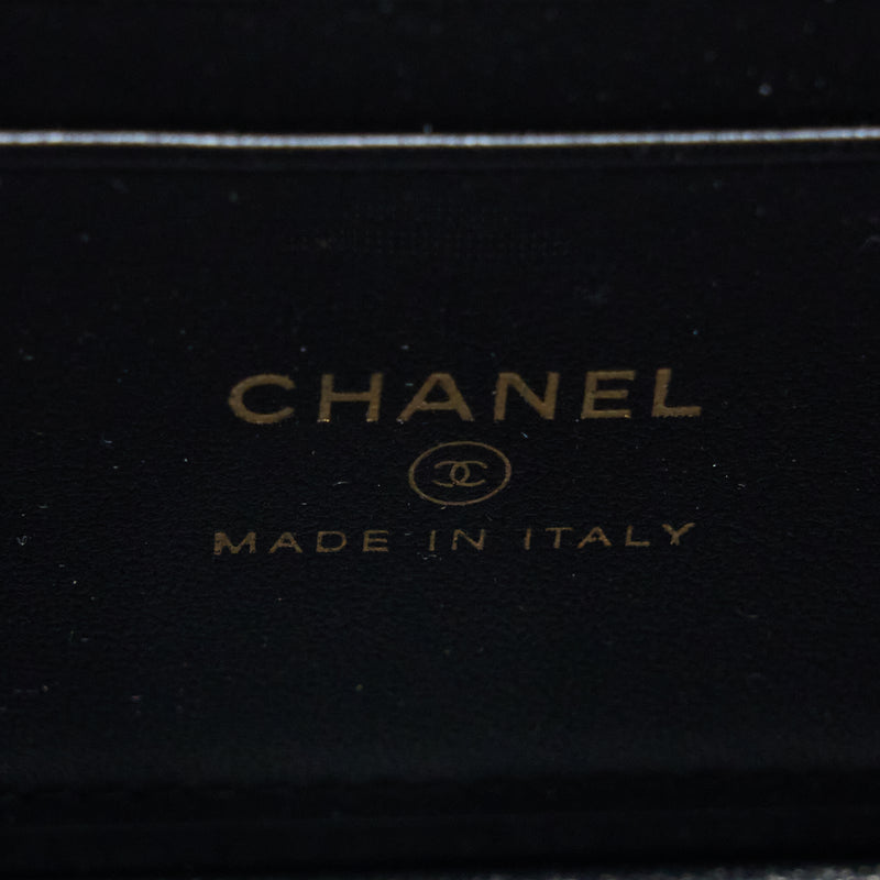 Chanel 22A Top Handle Long Vanity With Chain Lambskin Black LGHW