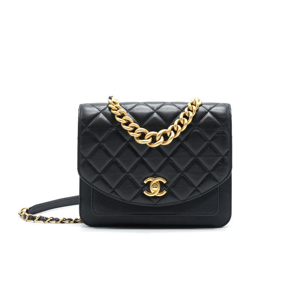 Chanel Quilted Calfskin and Caviar Flap Bag Black GHW