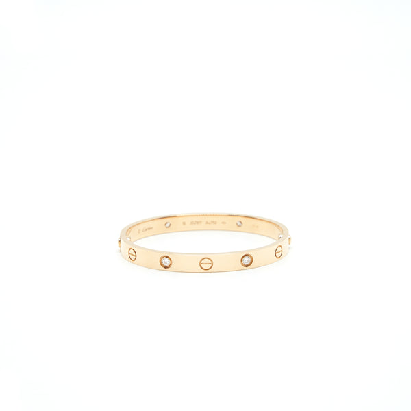 CARTIER SIZE 16 LOVE BRACELET ROSE GOLD 4 DIAMONDS