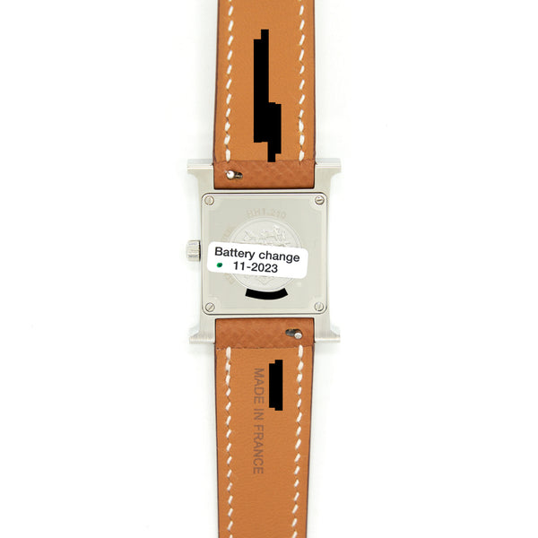 Hermes Heure H Steel Watch  21mm Epsom Gold Strap