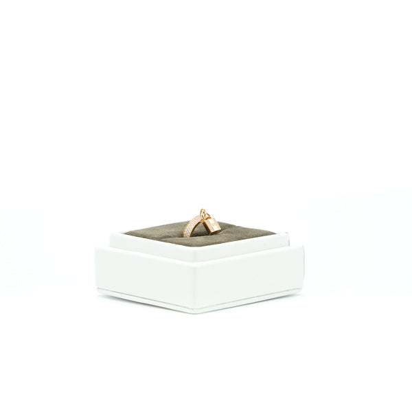 Hermes Size 51 Kelly Clochette Ring, Medium Model Rose Gold With Diamonds