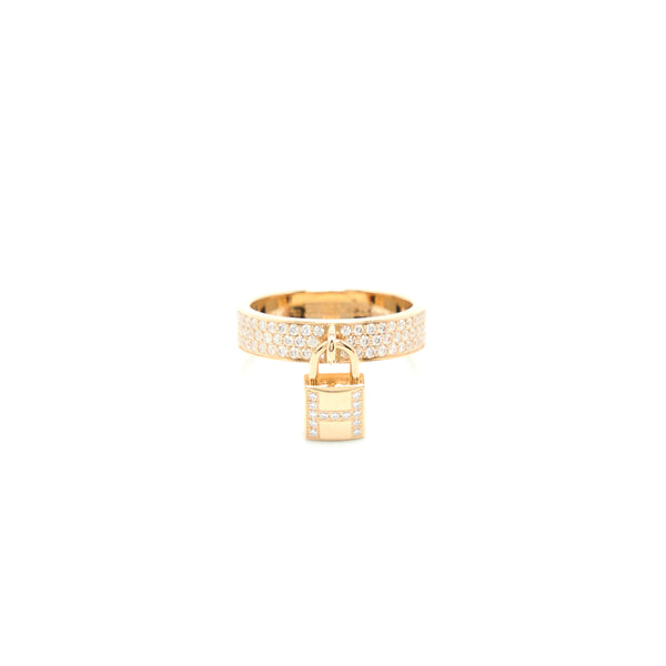 Hermes Size 51 Kelly Clochette Ring, Medium Model Rose Gold With Diamonds