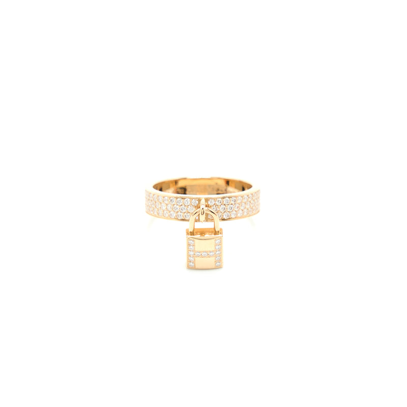 Hermes Size 51 Kelly Clochette Ring, Medium Model Rose Gold With Diamonds