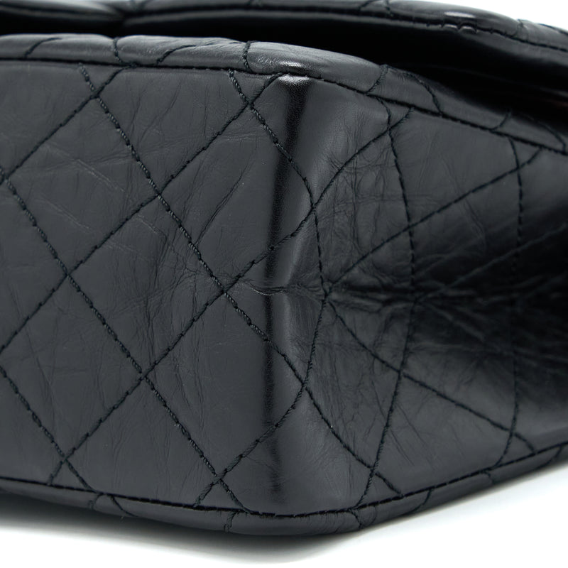 Chanel Small 2.55 255 Double Flap Bag Calfskin Black Ruthenium SHW