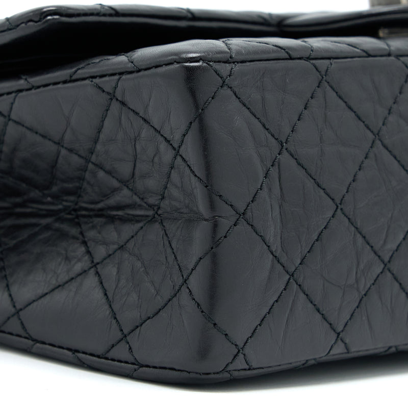 Chanel Small 2.55 255 Double Flap Bag Calfskin Black Ruthenium SHW