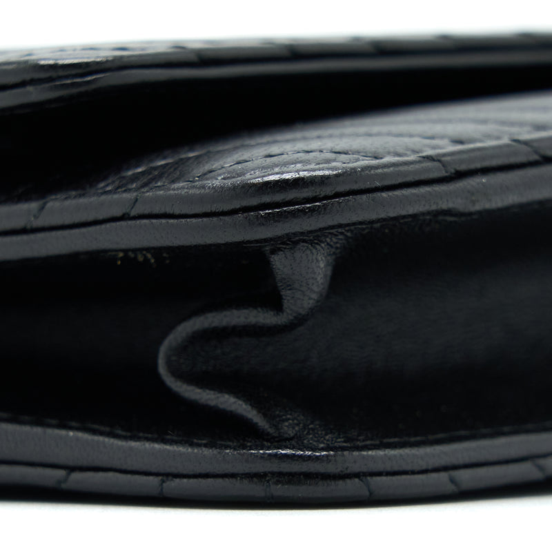 Chanel Chevron Wallet On Chain Black with Black Hardware