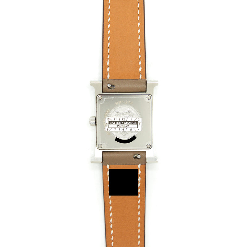 Hermes Heure H Watch, 21x21mm Swift Calfskin Etoupe SHW