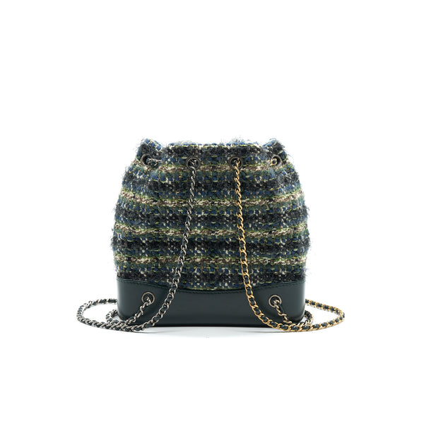 CHANEL GABRIELLE TWEED BACKPACK DARK GREEN