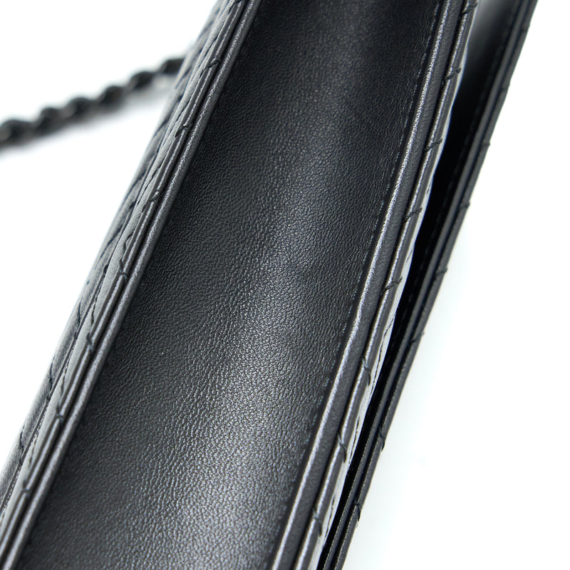 Chanel Chevron Wallet On Chain Black with Black Hardware
