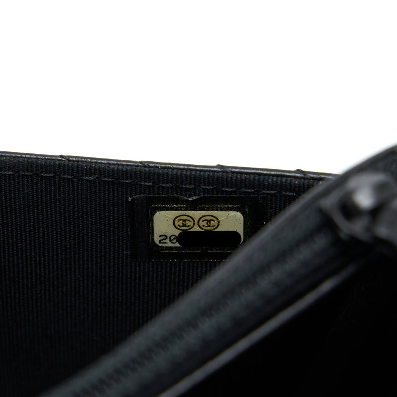 Chanel Chevron Wallet On Chain Black with Black Hardware