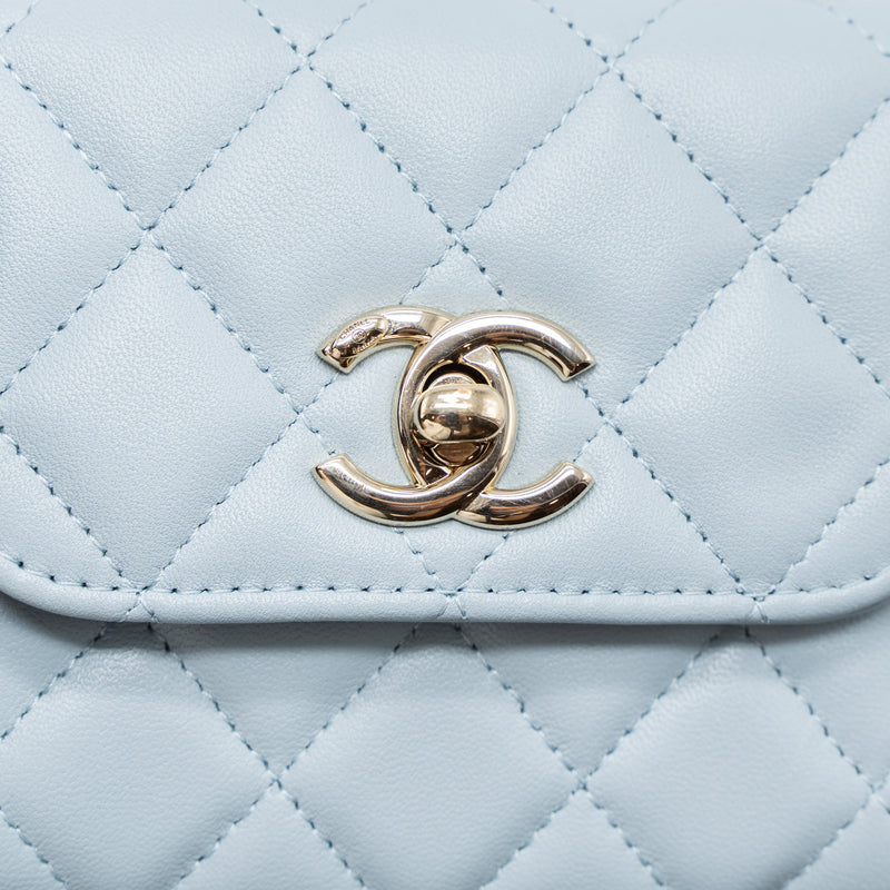 Chanel Mini Trendy CC Chain Wallet Lambskin Light Blue LGHW (Microchip)