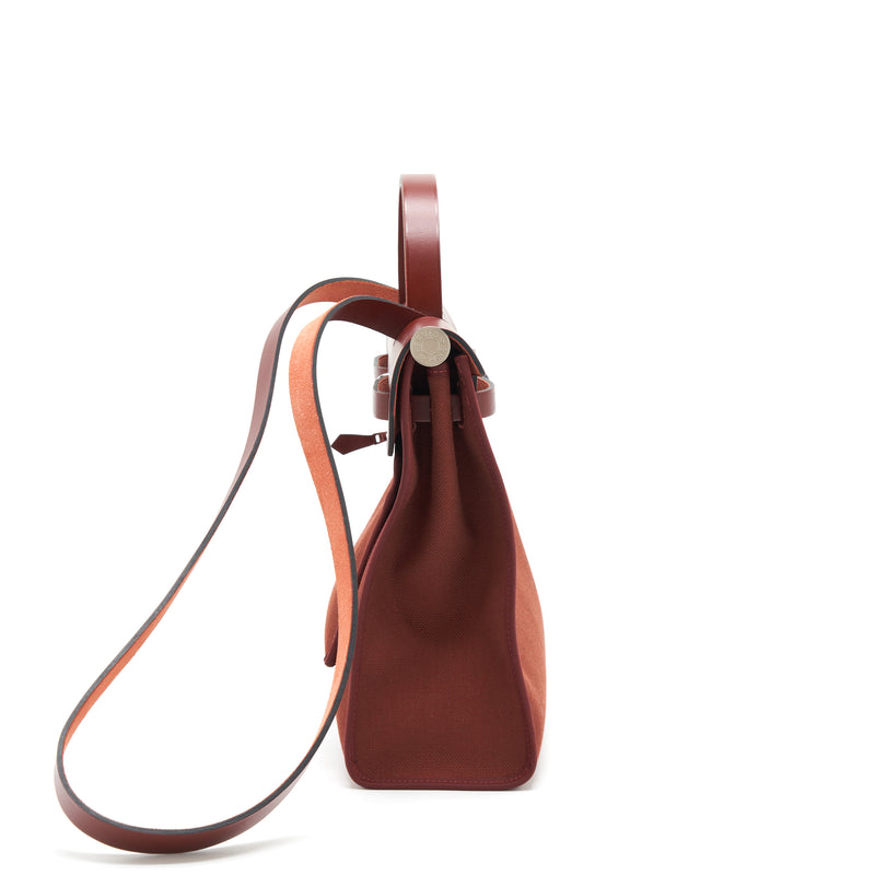 Hermes Herbag Zip 31 Sellier Canvas Rouge H SHW Stamp Y