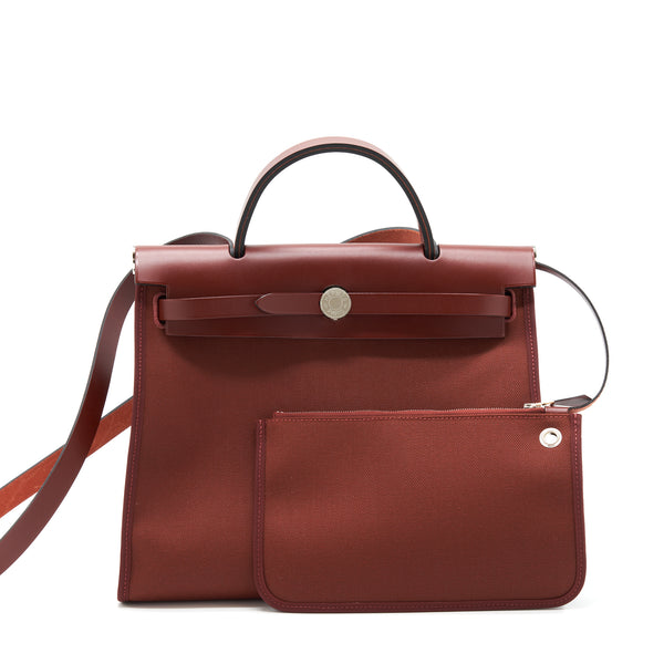 Hermes Herbag Zip 31 Sellier Canvas Rouge H SHW Stamp Y