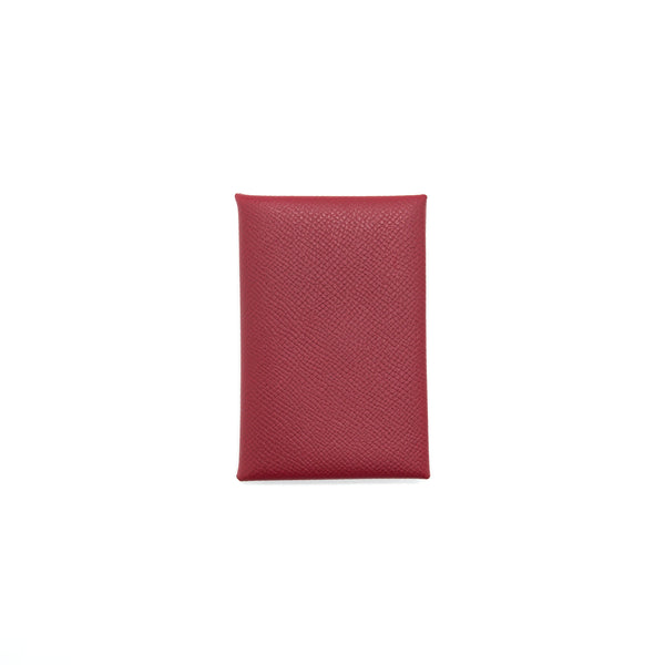 Hermes Calvi Card Holder in Rouge Grenat