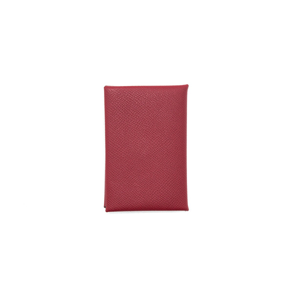 Hermes Calvi Card Holder in Rouge Grenat