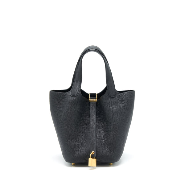 Hermes Picotin 18 Clemence Black GHW Stamp Z