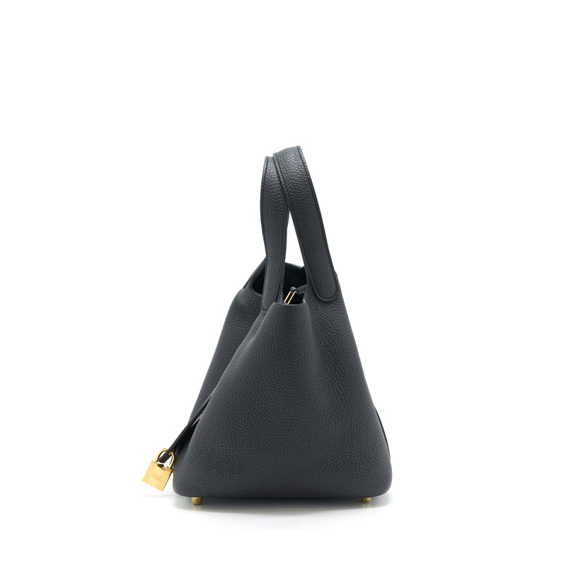 Hermes Picotin 18 Clemence Black GHW Stamp Z
