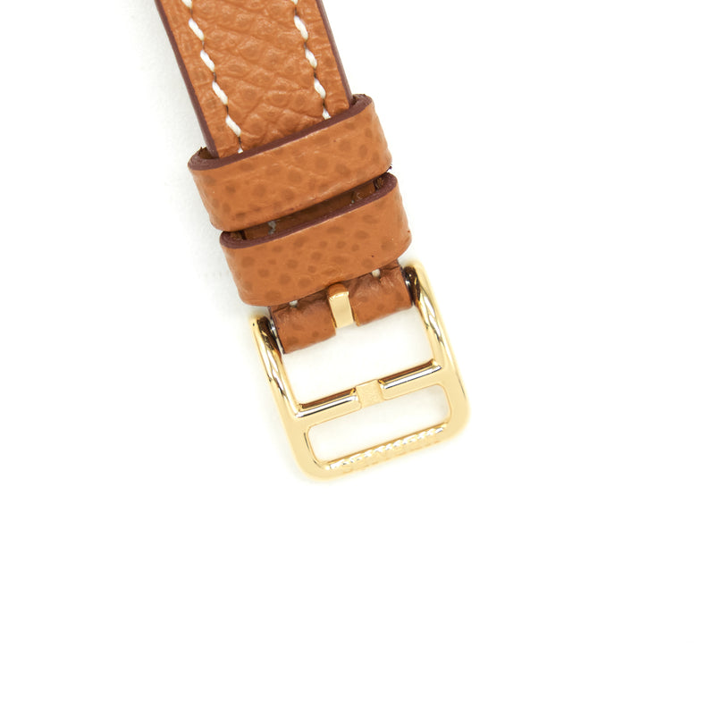 Hermes Heure H Watch 17.2 × 17.2.mm Epsom Gold GHW With Extra Alligator Strap