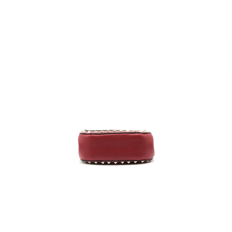 Valentino Rockstud Small Saddle Bag In RED