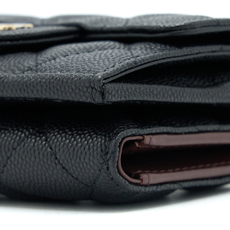Chanel Small Compact Wallet Caviar Black LGHW (Microchip)