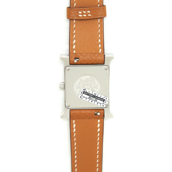 Hermes Heure H Watch 21mm Palladium Tone with Gold Colour Strap