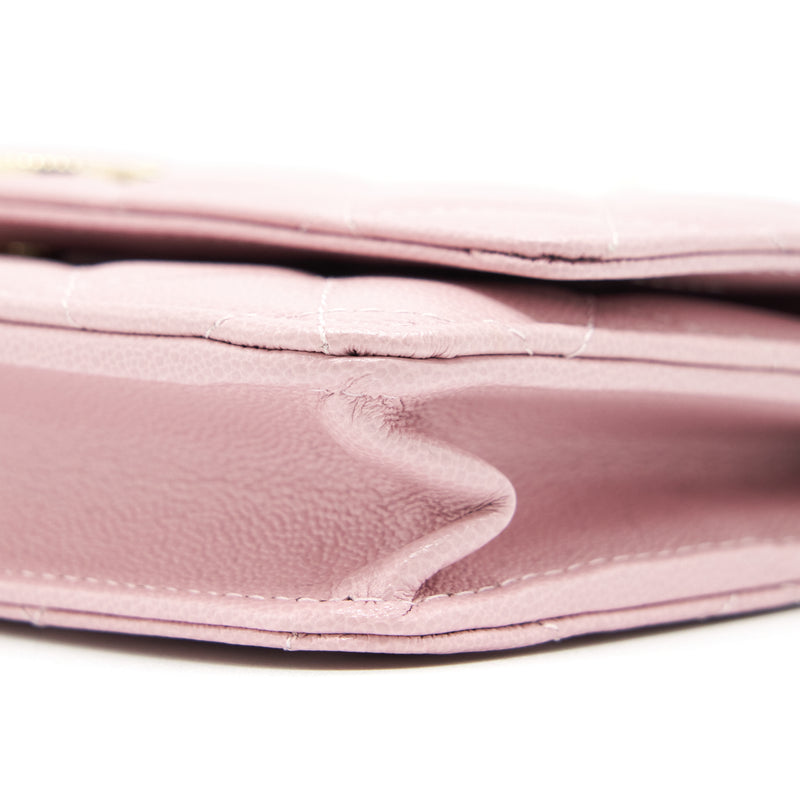 Chanel 22B Wallet On Chain With Detail CC Logo Caviar Light Pink NJ523 LGHW(Microchip)