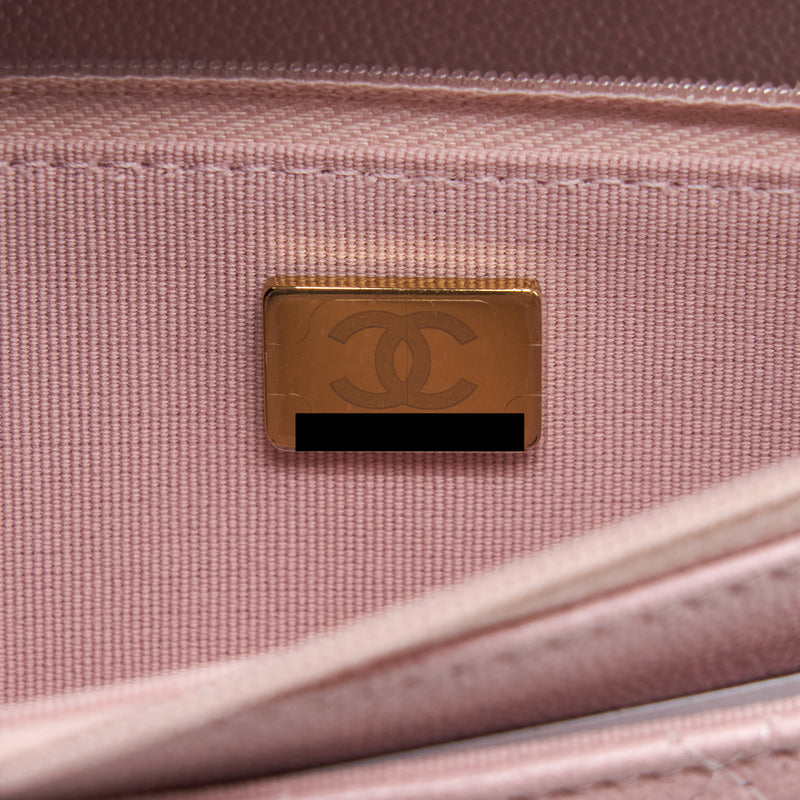 Chanel 22B Wallet On Chain With Detail CC Logo Caviar Light Pink NJ523 LGHW(Microchip)