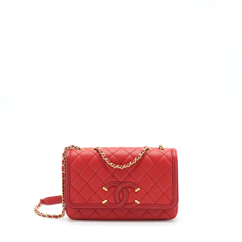 Chanel Filigree Flap Bag Caviar Red GHW