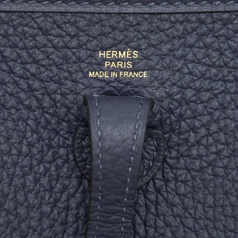 Hermes Mini Evelyne Blue Nuit/ Blue Indigo GHW Stamp Z